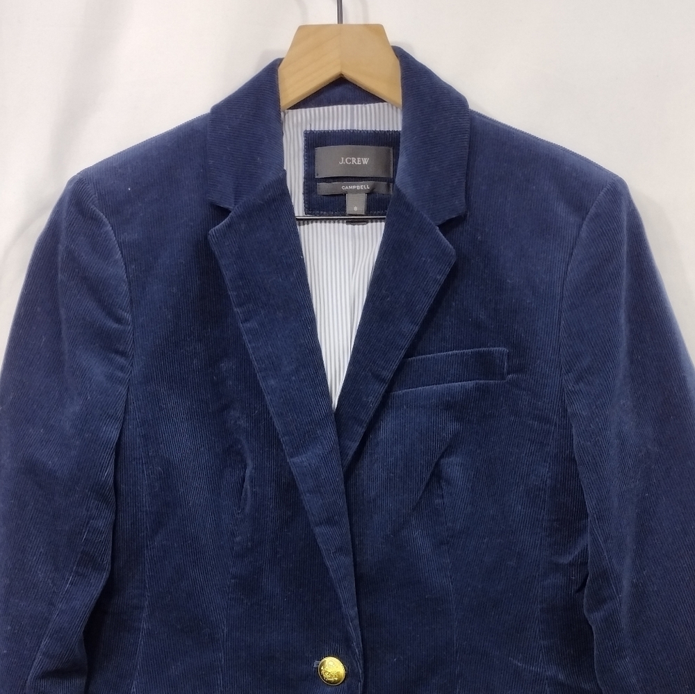 J. Crew Campbell Corduroy Blazer Women's 8 Blue Preppy Academic Boho Retro 90s - Picture 2 of 10